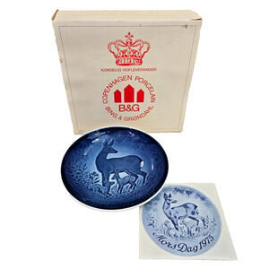 B&G 1975 Denmark Mother's Day Plate 9375 Deer & Fawn Mors Dag Vintage w/Box